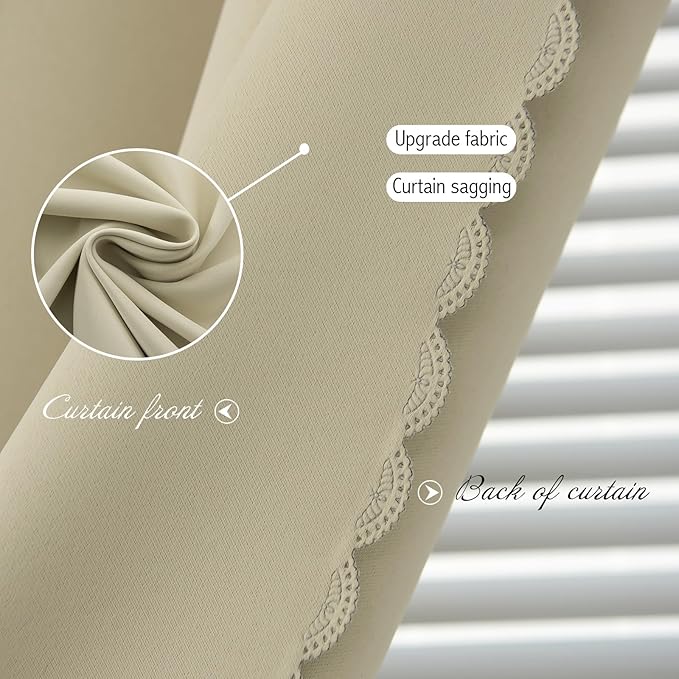 Self Adhesive Portable Blackout Curtains for Bedroom Easy to Install Window Thermal Lnsulated Kitchen Room Darkening Small Window Curtains, Cortinas Para Cuarto, 47"W X 71"L, Beige, 1 Panel