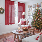 BGment Linen Burgundy Curtains 54 Inch Length for Short Window, Semi Sheer Drapes Lightweight Rustic Textured for Living Room Bedroom with Rod Pocket, 2 Panels Set, Each 42 Inch Wide
