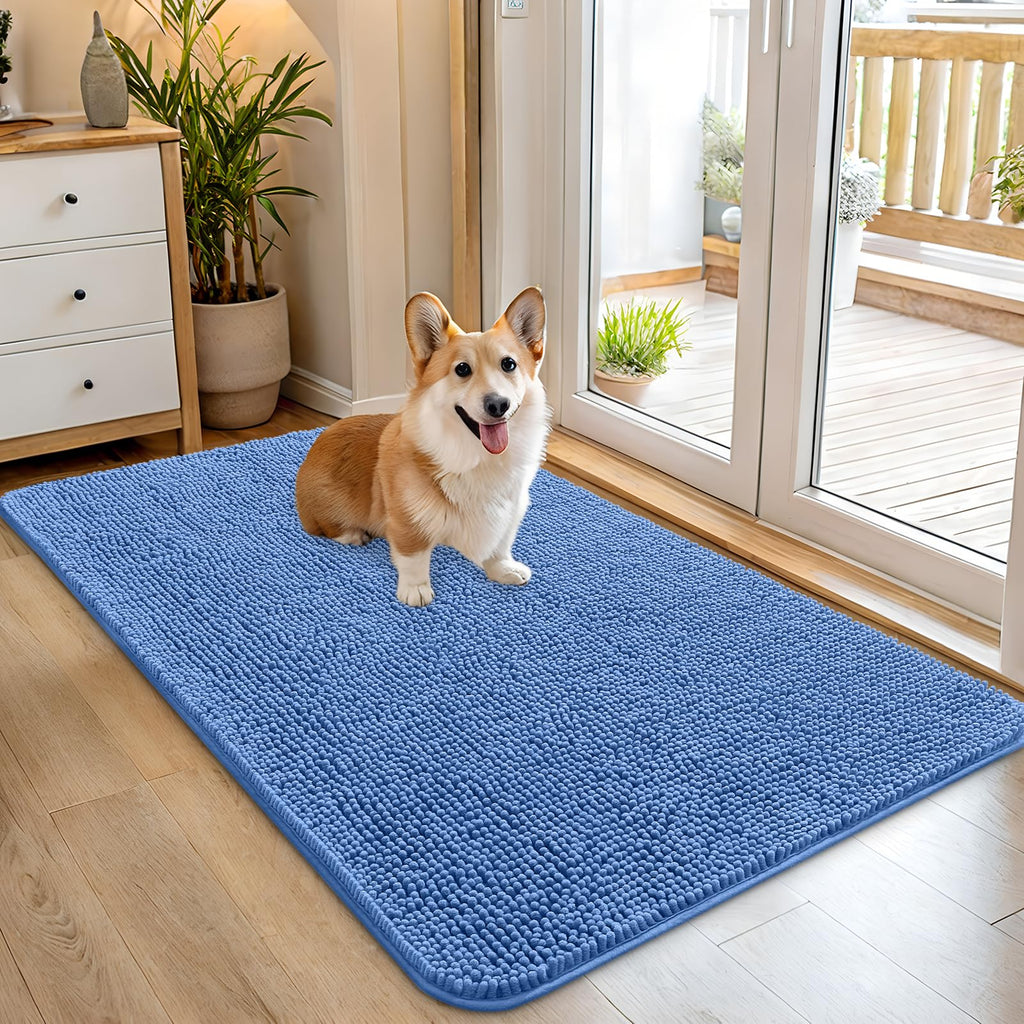 OLANLY Dog Door Mat for Muddy Paws 45x27, Super Absorbent Chenille Mud Mat