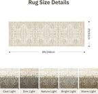 Washable 2x8 Runner Rug - Non Slip Vintage Kitchen Runner Rugs Low-Pile Distressed Long Rugs for Hallway Waterproof Indoor Carpet for Living Room Bedroom Entryway 2'x8' Beige