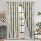 jinchan Floral Linen Blackout Curtains for Bedroom 96 Inches Long
