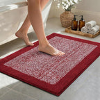 Bathroom Rugs 30x20 Non Slip Washable, Red Bath Mat for Bathroom Floor Tub, Soft Absorbent Quick Dry Mats for Shower, Bathtub,Home Decor