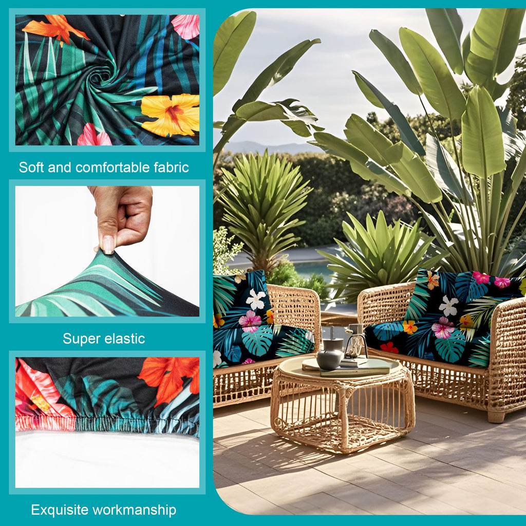 12 Piece Outdoor Cushion Covers, Patio Sofa Cushion Covers, Stretch Fit