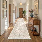 Kitchen Runner Rug Non Slip Washable 2.5x10, Soft Ultra-Thin Entryway Rug Runners for Hallways, Carpet Runner for Living Room,Kitchen, Laundry, Bathroom(Cream/Beige,2.5'x10')