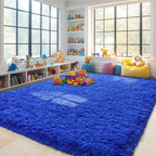 Pionblank Large Rug for Living Room 6x9, Modern Shag Area Rug, Royal Blue