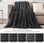 BEDELITE 3D Ribbed Jacquard Black Full Size Blankes for Bed, 84x90 Inch