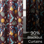 Rust Vintage Floral Curtains 84 Inch Long Luxury Whimsical Euro Flower Lemon Hummingbird Patterned Waverly Mid Century Colorful Blackout Drapes for Living Room Bedroom