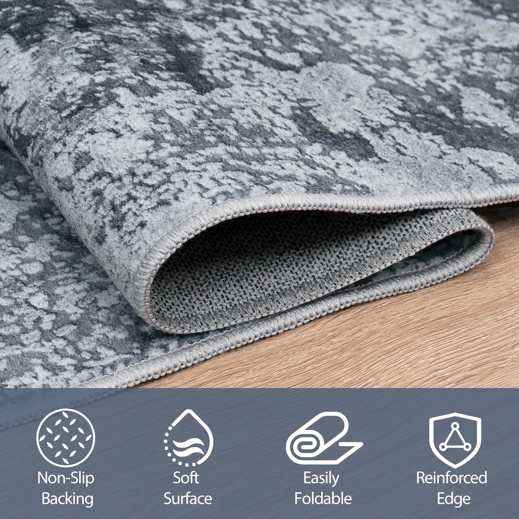 Aelenmu 4x6 Area Rugs for Living Room Washable Bedroom Dining Room Black