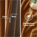 MIULEE Velvet Curtains Gold Brown Elegant Grommet Curtains Thermal Insulated Soundproof Room Darkening Curtains/Drapes for Fall Living Room Bedroom Decor 52 x 84 Inch Set of 2, Pumpkin Brown