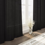 Nanspring Vintage Black Linen Curtains 96 Inches Long for Living Room Light Filtering Semi Sheer Curtain Back Tab Privacy Luxury Gothic Vintage Decor Drapes for Bedroom Office 52x96, 2 Panels