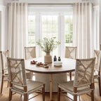 Beige Faux Linen Curtains 84 Inch Length 2 Panels for Bedroom Back Tab Pocket Semi Sheer Light Filtering Curtains Burlap Textured Farmhouse Curtain for Living Room Dining Room Aesthetic Decor 40x84