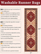 SERISSA Runner Rug for Hallways, 2'6"x10' Washable Non Slip Kitchen Runner Rug, Long Boho Rug Vintage Red Black Hallway Stair Ultra Soft Print Floor Carpet for Bedroom Bathroom Laundry Room