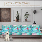 Newwiee 8Pcs Patio Cushion Covers Stretch Outdoor Cushion Cover Replacement for Patio Furniture Sofa Couch Slipcovers, Soft Flexibility Washable Furniture Protector(Fresh Floral,Fresh Color)
