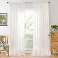 BGment Linen Sheer Curtains 96 Inches Long for Bedroom 2 Panels