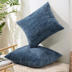 decorUhome Navy Blue Chenille Throw Pillow Covers 20x20 Set of 2 Textured Soft Cozy Slubby Couch Pillow Covers Modern Farmhouse Boho Decorative Pillow Cases for Bed Sofa Living Room