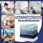 Newwiee 4 Pcs Flanne Fleece Throw Blanket for Bed Couch Large 3D Waffle Textured Soft Blanket Winter Warm Lightweight No Shedding No Pilling Decorative Throw, 50x60 Inch(Gradient Blue)
