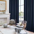 Deconovo Solid Back Tab and Rod Pocket Curtains Blackout Curtains Thermal Insulated Drapes Room Darkening Curtains for Living Room 52Wx84L Inch Navy Blue 2 Panels