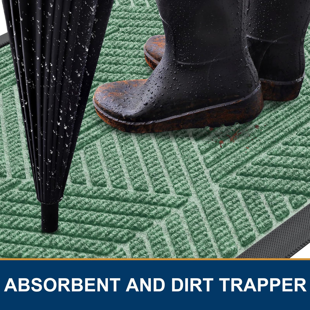 Smiry Front Door Mat Outside Entrance, Low Profile Rubber Doormat, 29.5x17