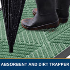 Smiry Front Door Mat Outside Entrance, Low Profile Rubber Doormat, 29.5x17