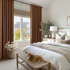 MIULEE 100% Blackout Linen Curtains for Bedroom, Brown Solid Luxury Decor Thermal Insulation Room Darkening Drapes for Living Room Nursery Back Tab Rod Pocket 42 x 84 Inches, 2 Panels