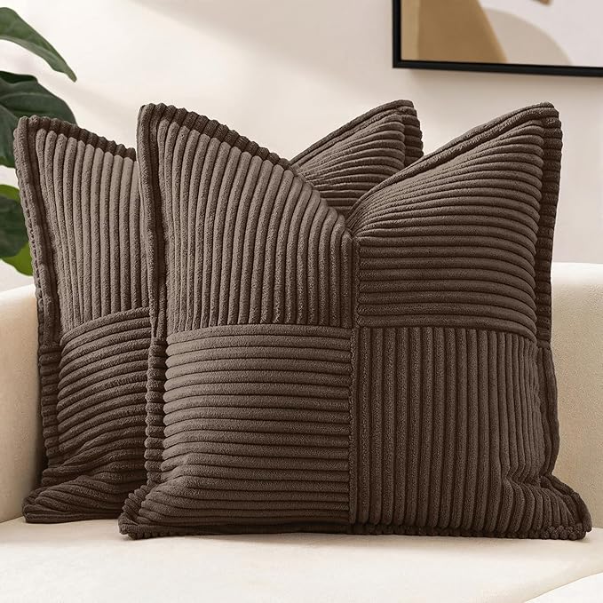 MIULEE Decorative Throw Pillow Covers for Couch 18x18 Inch Dark Brown