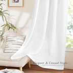 NICETOWN White Linen Kitchen Curtains 36 inches Long, Grommet Short Curtains Small Window Treatments Thick Flax Linen Weave Privacy Added with Light Filtering for Cafe, W55 x L36, 2 Panels