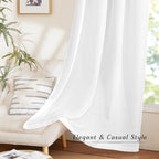 NICETOWN White Linen Bedroom Curtains 84 inches Long, Grommet Thick Linen Blend Window Treatments Privacy Assured with Light Filtering for Living Room, W42 x L84, 2 Panels