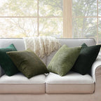 Topfinel Corduroy Throw Pillow Covers Pack of 2 Gray 16"x16" No Insert with Hidden Zipper | Decorative Cushion Covers for Fall, Halloween, Thanksgiving, Christmas Green