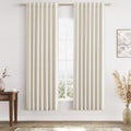 Guken White 100% Blackout Linen Curtains 52 Inch Wide by 60 Inch for Living Room Bedroom Back Tab Thermal Insulated Black Out Linen 2 Drapes Room Darkening Farmhouse Window Curtains