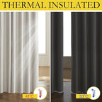 NICETOWN Snowbound Vintage Linen 100% Blackout Curtains for Kitchen, Thermal Insulated Curtains 63" Long, Noise Reducing Window Treatment Drapes for Dorm Room, 62" Wide Per Panel, Set of 2