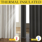 NICETOWN Snowbound Vintage Linen 100% Blackout Curtains for Living Room, Thermal Insulated Curtains 90" Long, Noise Reducing Window Treatment Drapes for Home Office, 62" Wide Per Panel, Set of 2