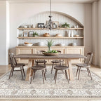 8x10 Living Room Rug for Family- Washable Oriental Stain Resistant Rugs for Bedroom Nursery Non Slip Ultra Soft Carpet for Dining Room Medallion Farmhouse Home Decor Floor Decoration Mat (8x10 Beige)