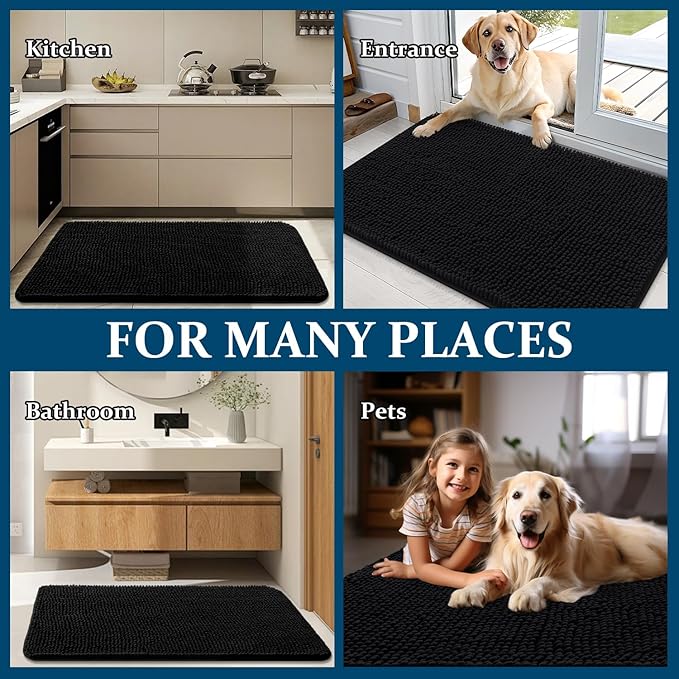 OLANLY Dog Door Mat for Muddy Paws 47x32, Super Absorbent Chenille Mud Mat