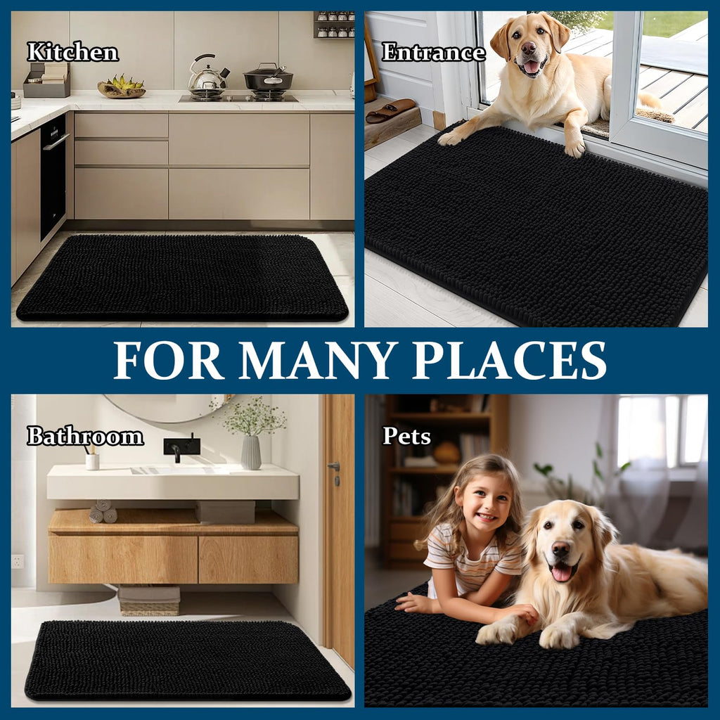 OLANLY Dog Door Mat for Muddy Paws 70x35, Super Absorbent Chenille Mud Mat