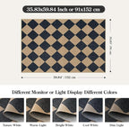 Lahome Colette Checkered Easy Jute 3x5 Outdoor Patio Rug, Washable Rugs for Entryway Diamond Indoor Outdoor Living Room Carpet, Farmhouse Neutral Non Slip Black Door Carpet for Backyard Bedroom