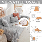 HANDONTIME Bohemian Grey and White Couch Cover for Dogs Aztec Tribal Sofa Covers for 3 Cushion Couch Aesthetic Tassel Couch Slipcover Sofa Seat Cover Universal Loverseat Cover Futon Cover, 71" X150"