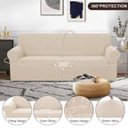 U-NICE HOME Stretch Couch Cover Slipcover for 3 Cushion Sofa, Beige