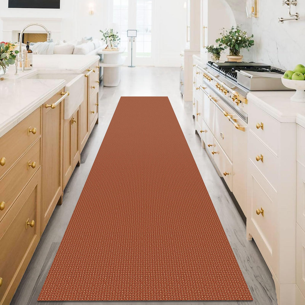 KOZYFLY Extra Long Runners for Hallways 3x16 ft Washable Kitchen Runner Non Slip Rubber Backed Hallway Rug Cotton Entryway Runner Rug Floor Carpet for Indoor Hall, Kitchen, Stair, Orange/Tan