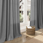 Dark Grey Linen Curtains 84 Inches Long for Bedroom Rod Pocket Back Tab Light Filtering Privacy Semi Sheer Curtain Farmhouse Decor Cotton Textured Drapes for Living Room 2 Panels Set 52x84 Inch