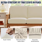 Patio Stretch Cushion Covers, Chair Cushion Covers& Sofa Replacement Slipcovers for Patio Furniture Cushion Covers, Washable Reusable Furniture Protector (4, Beige)