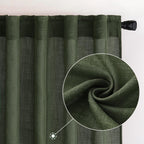MIULEE Olive Green Linen Curtains 52x72 Inch Length for Bedroom Living Room