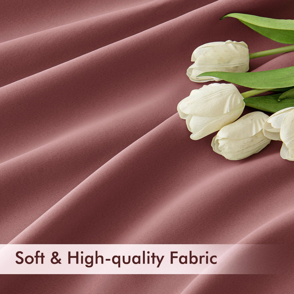 MIULEE Dusty Rose Back Tab Blackout Curtains 52x108 Inch Long 2 Panels Set