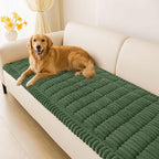 hyha Couch Covers for Dogs Washable, Non Slip Plush Dog Sofa Protectors, Fuzzy Pet Couch Covers for 3 Cushion Sofa Pet Friendly (Dark Green, 27.6" x 82.7")