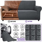 ZNSAYOTX Super Stretch Chair Slipcover Universal Sofa Chair Covers for Living Room Dogs Pet Furniture Protector Spandex Armchair Slipcovers with Anti Slip Foam Sticks (Dark Grey, Chair)