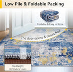 RELEANY Washable 8'x10' Abstract Area Rug for Living Room Blue Gold