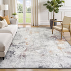 Rugflix 5x7 Area Rugs for Living Room, Washable Beige Grey Large Rug