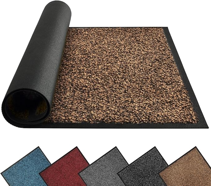 Mibao Super Absorbent Front Door Mat, 60" x 36", Non-Slip Washable Indoor Doormats, Low Profile Entryway Rug Outdoor, Dirt Resistant Welcome Mats for Front and Back Door Entrance, Brown