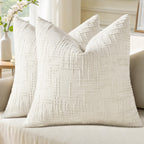 decorUhome Textured Chenille Throw Pillow Covers 20x20 Set of 2 Pink