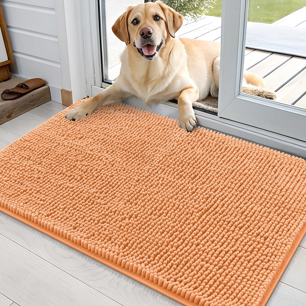 OLANLY Dog Door Mat for Muddy Paws 35x24, Super Absorbent Chenille Mud Mat