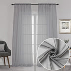 Chyhomenyc 120 Inch Long Sheer Curtains for Bedroom, Semi Sheer Privacy Curtains & Drapes Texture Sunlight Filtering for Hallway Window Guest Room Country House, 42x120 Inches, 2 Panel, Charcoal Grey